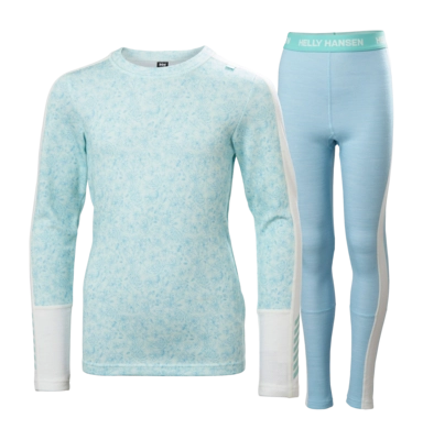 Baselayerset Helly Hansen Junior Graphic Lifa Merino Light Cyan AOP Set Regular Fit