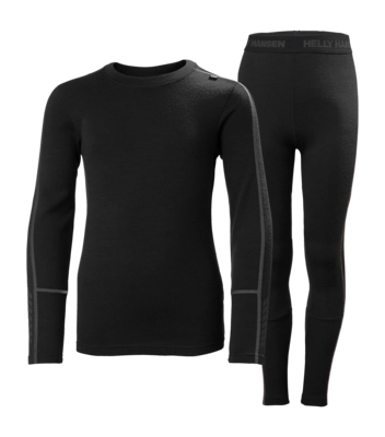 Baselayerset Helly Hansen Junior Lifa Merino Midweight Set Black Black Regular Fit