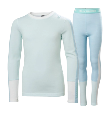 Baselayerset Helly Hansen Junior Lifa Merino Midweight Light Cyan Set Regular Fit