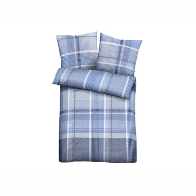 Bettwäsche Biberna Karo Blau-Gelb Seersucker