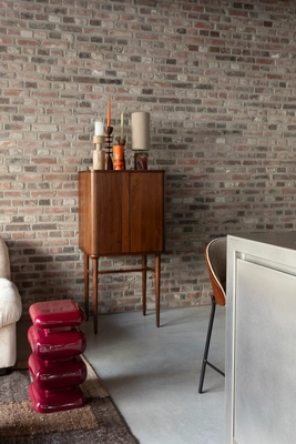 Table de Bout Dutchbone Stubby Stool Red | Etrias.fr