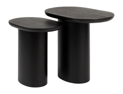 Bijzettafel White Label Living Bela Black - Set of 2