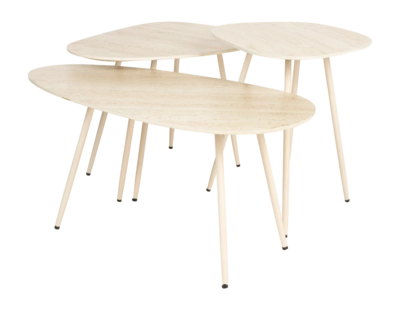 Bijzettafel White Label Living Faiz Beige - Set of 3