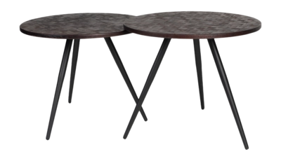 Bijzettafel White Label Living Webster Brown - Set of 3