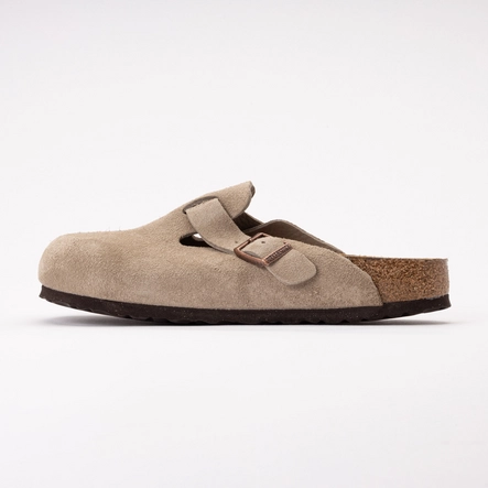 Clogs Birkenstock Unisex Boston SFB Regular Suede Leather Taupe
