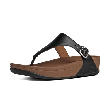 Tongs Femmes FitFlop The Skinny Leather™ Toe Post Noir