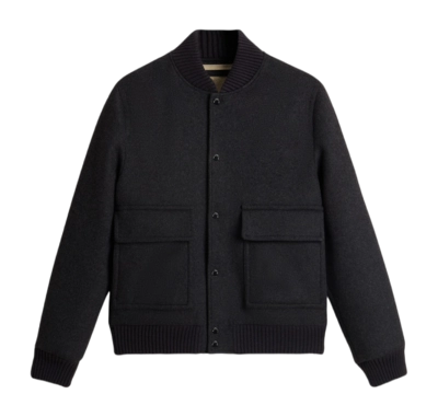 Bomberjack Woolrich Men Twill Wool Miles Bomber Dark Grey Melange