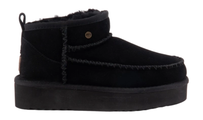 Boots Warmbat Women Durack Suede Stitch Plateau Black