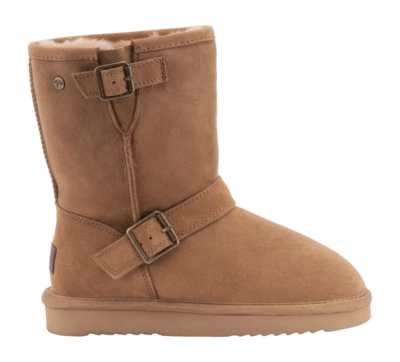 Boots Warmbat Women Kangaroo Suede Double Faced Buckle Camel