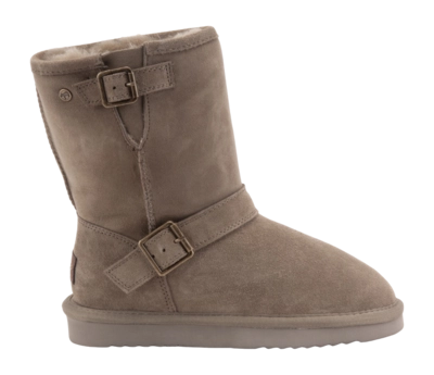 Boots Warmbat Women Kangaroo Suede Double Faced Buckle Moss