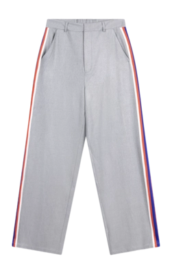 Broek Alix The Label Women Coated Herringbone Pants Soft Grey Melange