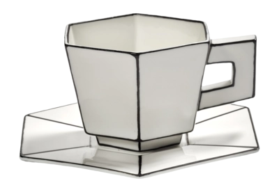 Cappucinokop Serax Carte Blanche + Saucer White/Black 220 ml