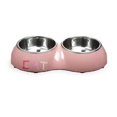 Voer en drinkbak Beeztees Tape Cat Melamine Roze
