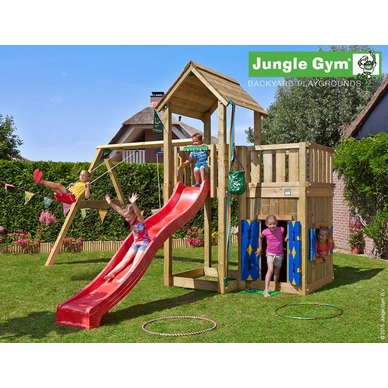 Speelset Jungle Gym Jungle Mansion + Playhouse 145 + 2-Swing X'tra Rood