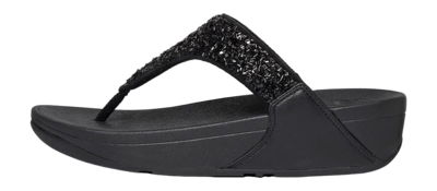 FitFlop Women Lulu Shimmerfoil Toe-Thongs All Black