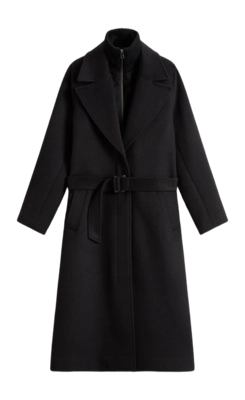 Coat Woolrich Women Twill Wool Long Coat Black