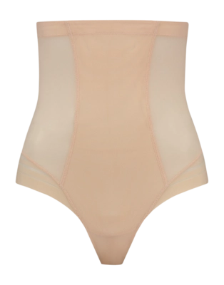 Corrective Underwear Bye Bra Women Powermesh High Waist Thong Beige