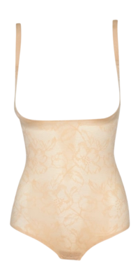 Corrective Body Suit Bye Bra Women Lacy Open Bust Bodysuit Beige