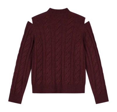 Crewneck Olaf Hussein Women Cable Knit Rum Raisin | Causeways