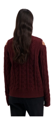 Crewneck Olaf Hussein Women Cable Knit Rum Raisin | Causeways