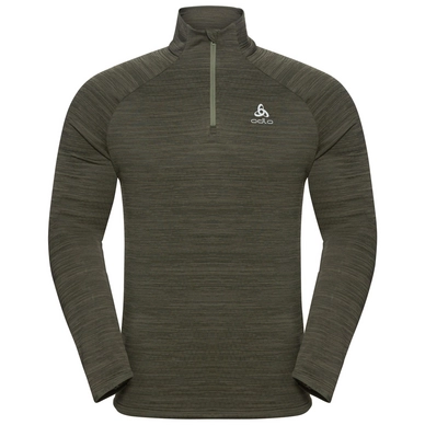Manches Longues Odlo Men Mid Layer 1/2 Zip Run Easy Warm Deep Depths Melange