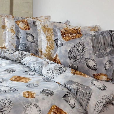 Bettwäsche Refined Diamonds Silber/Gold Mako-Satin