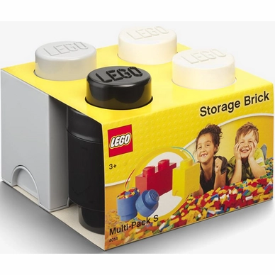 Opbergbox LEGO Brick Set Wit Grijs Zwart (3-Delig)