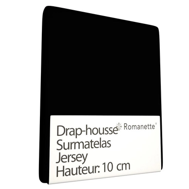 Drap-housse Surmatelas Romanette Noir (Jersey)
