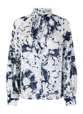 Hemd Samsoe Samsoe Ebbali Damen Flora Blau