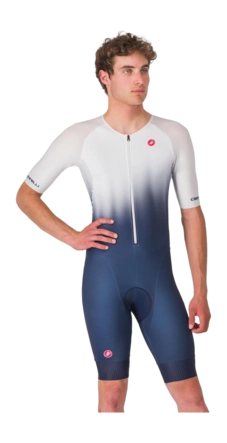 Fiets Body Castelli Men Core Tri Suit Short Sleeve Belgian Blue/White