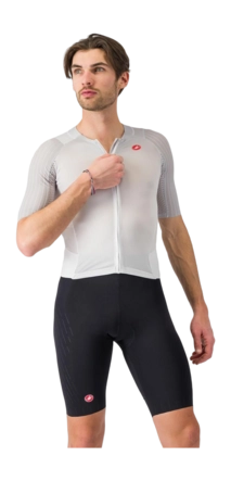 Fiets Body Castelli Men Free Sanremo 3 Suit Short Sleeve White/Black