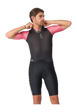 Fiets Body Castelli Men Saturday Morning Skinsuit Black/Rosa Giro/Smoky Gray