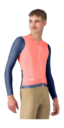 Fietsshirt Castelli Men Corretto LS Jersey Brilliant Pink/ Belgian Blue/White