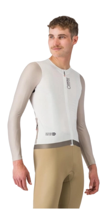 Fietsshirt Castelli Men Corretto LS Jersey Ivory/Silver Moon/Deep Green