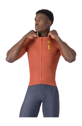 Fietsshirt Castelli Men Drittone Logo Jersey Paprika/Mango Mojito