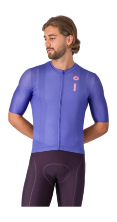 Fietsshirt Castelli Men Drittone Logo Jersey Ultraviolet/Rosa Giro