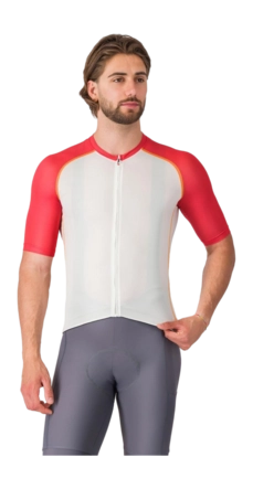 Fietsshirt Castelli Men Unlimited Endurance 3 Jersey Ivory/Rich Red/Vivid Orange