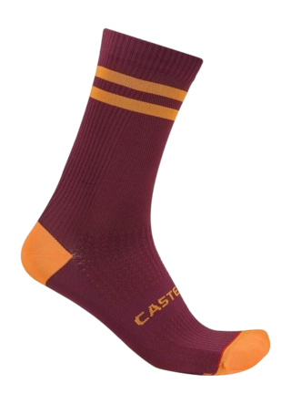 Fietssok Castelli Unisex Originale 18 Deep Bordeaux/Vivid Orange