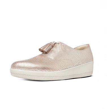 FitFlop Classic Tassel Superoxford Leather Silver Snake