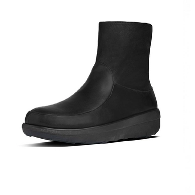 Fitflop Loaff Shorty Zip Boot Soft Leather Black
