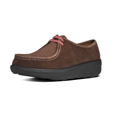 FitFlop Loaff Lace-Up Moc Nubuck Chocolate Brown