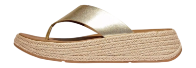 Sandales FitFlop Femme F-Mode Espadrille Leather Flatform T/Post Sandals Platino