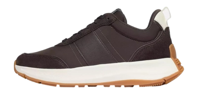 Baskets FitFlop Femme F-Mode Flow Sneaker Nylon Suede Mix Chocolate Brown/Cream