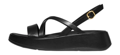 FitFlop Women F-Mode Leather Flatform Strappy Back-Strap Sandals All Black