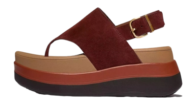 Sandelen FitFlop F-Mode Stack Suede Back-Strap Toe-Post Sandals Damen Chocolate