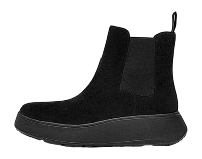 FitFlop Women F-Mode Suede Flatform Chelsea Boots All Black