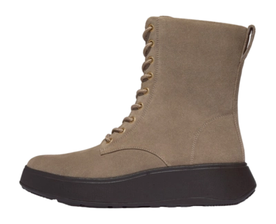Boots FitFlop F-Mode Suede Lace-Up Flatform Ankle Boots Damen Taupe