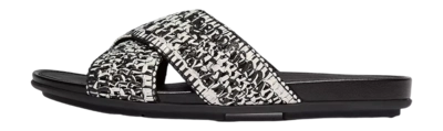 FitFlop Women Gracie Woven Cross Slides Black/Ivory Mix