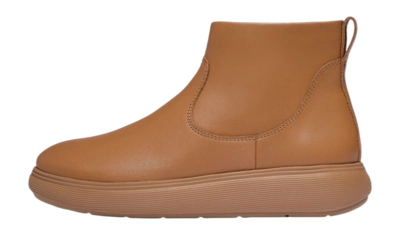 FitFlop Women IQ-Comff Leather Zip Ankle Boots Desert Tan