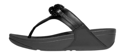 FitFlop Women Lulu Beaded-Chain Leather Toe-Post Sandals Black